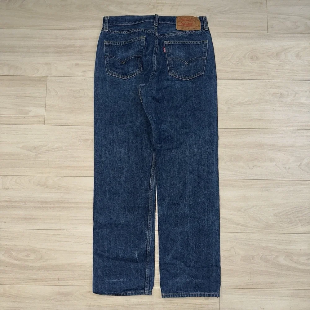 Vintage Levis 501 Jeans Mens 34x34 (Fits 32x31) Dark Wash Button Fly 90s Whisker